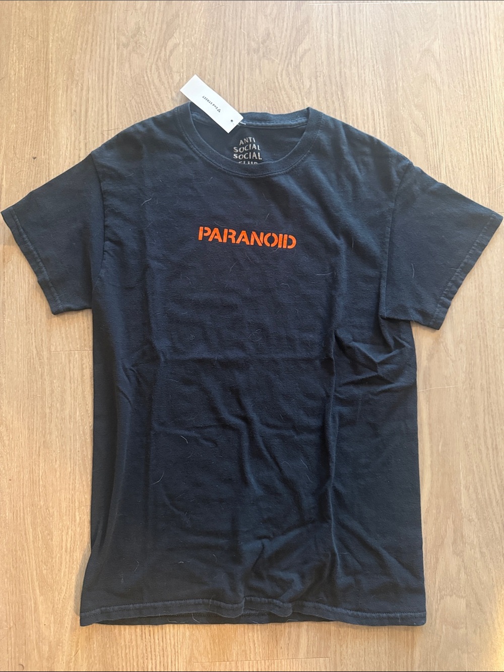 Anti Social Social Club Black Tee with Orange "PARANOID" Chest Print